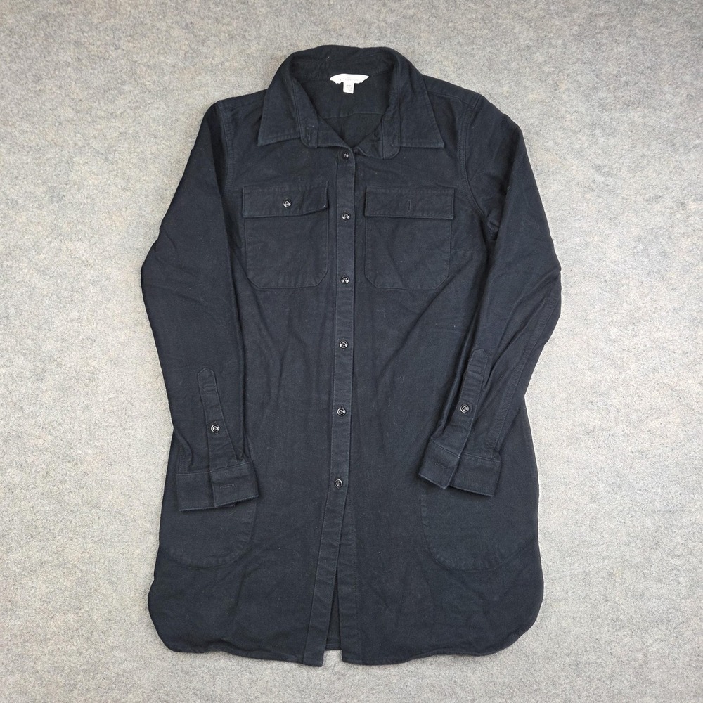 LL Bean Jacket Mens‎ Medium Black Cotton Flannel Shirt Overcoat Signature 503055